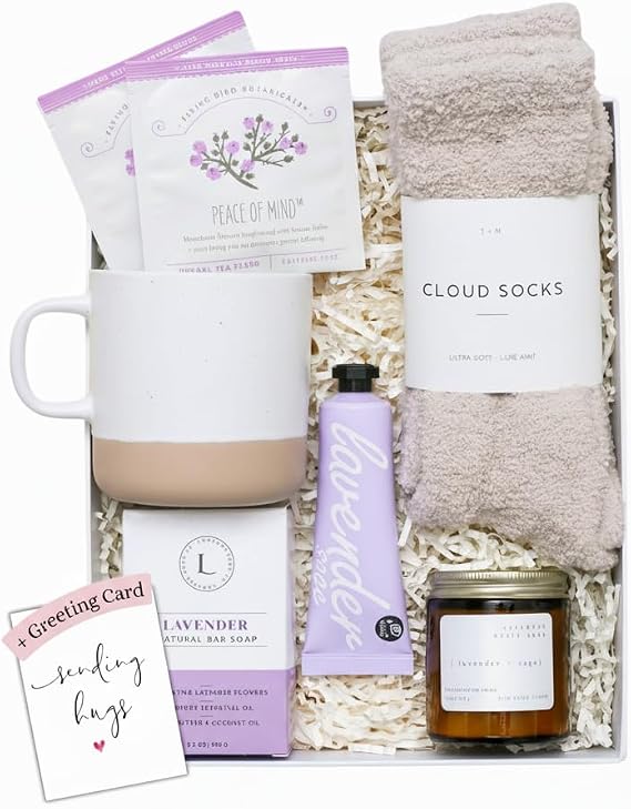 Unboxme Lavender Spa Gift Set - Relaxation Gifts for Women with Candles & Bath Bombs - Perfect Self Care Gift for Women Birthday, Christmas or Early Time