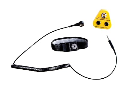 Killstat Anti Static Wrist Strap Grounding Kit – Includes Adjustable Black ESD Wristband With 6ft Coiled Grounding Cable & UK Earth Plug for PC Building & Electronics Repair
