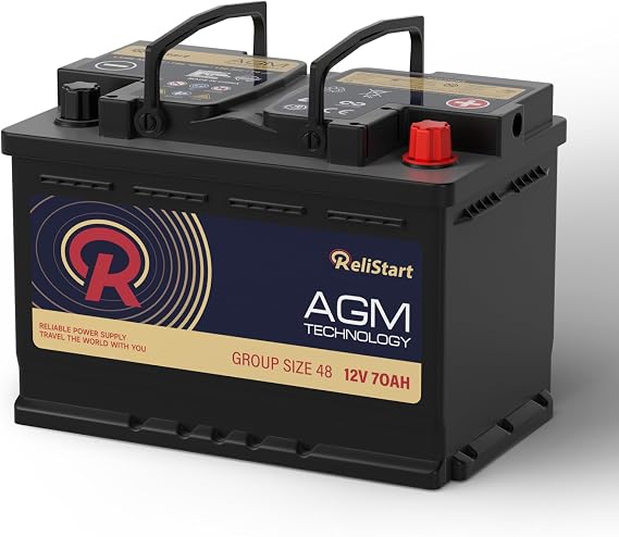 AGM Battery BCI Group 48 Car Battery-12v 70Ah H6 Size 48 Automotive Battery, 12V Battery Start and Stop Rechargeable Auto Starting Power, Deep Cycle,130RC, 720CCA