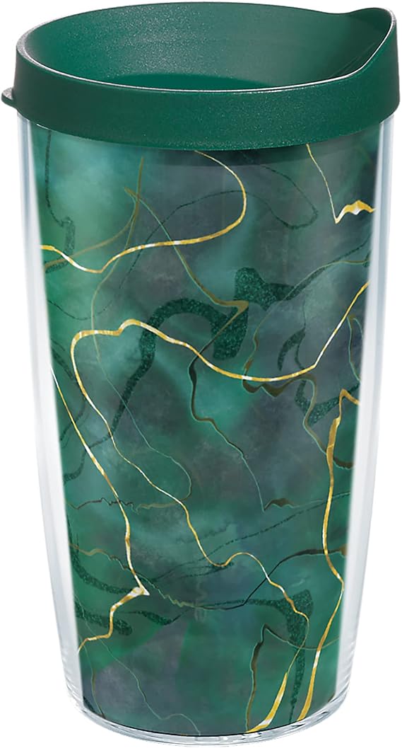Tervis Marble - Malachite Made in USA Double Walled Insulated Tumbler Travel Cup Keeps Drinks Cold & Hot, 16oz, Classic