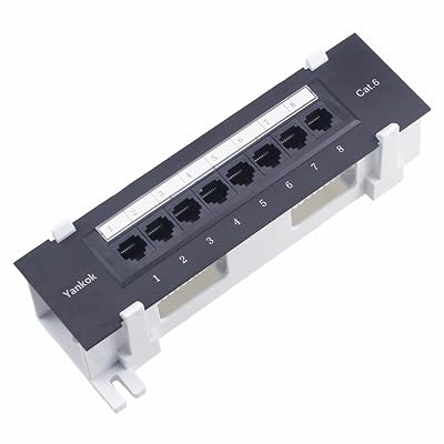 Yankok [CAT6 8 Port Patch Panel Unshielded with Coded T568AB Wiring for RJ45 Network Cables RackWall Mount 1U Come with Bracket & Mini Punch Down Tool