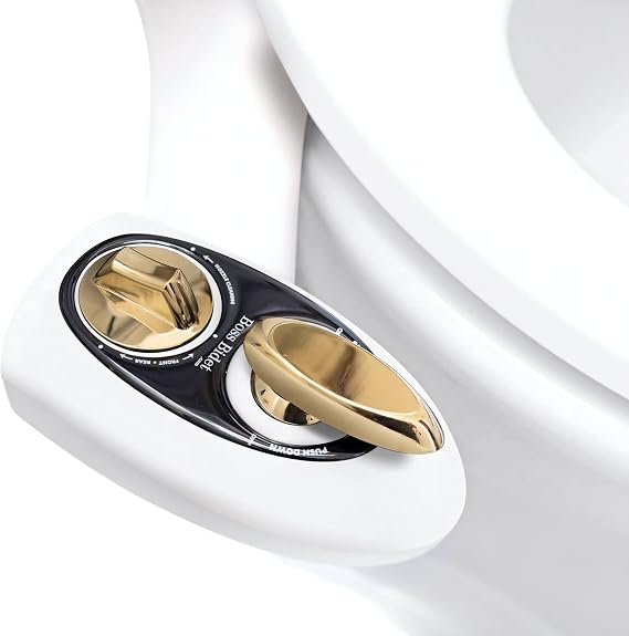 Bold White Gold Non electric bidet attachment for your toilet seat Water Sprayer, Save your Money on toilet paper and Reduce Waste