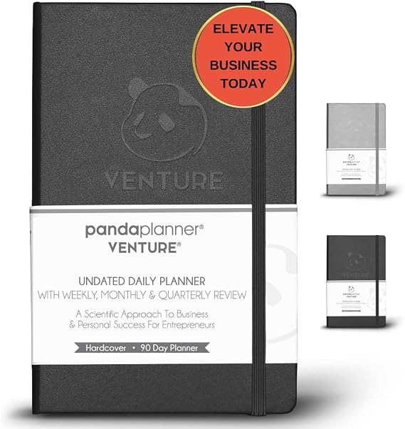 Panda Planner 2026 Business Planner Undated Daily Work Planner for Professionals & Entrepreneurs 90 Day Organizer with Goals, KPI Tracker, Monthly Weekly Layout Compact 8.25 x 5.75 (Black)
