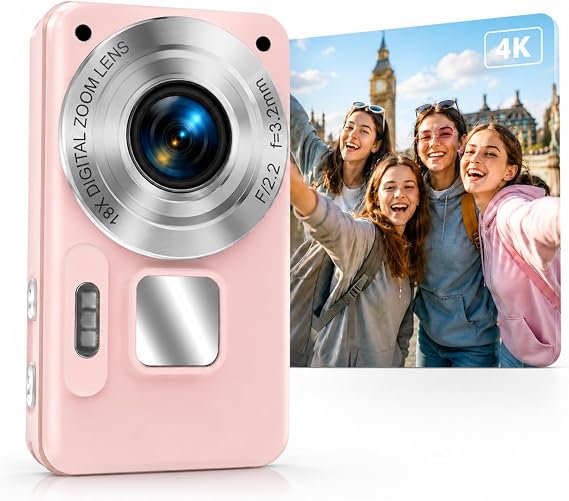 Digital Camera Kids UHD 4K Photography: 64MP Point and Shoot Cameras for Vlogging with 64GB Card 18X Zoom- Compact Small Vintage Camera for Boys Girls Teens Beginners, Portable Pocket Cameras