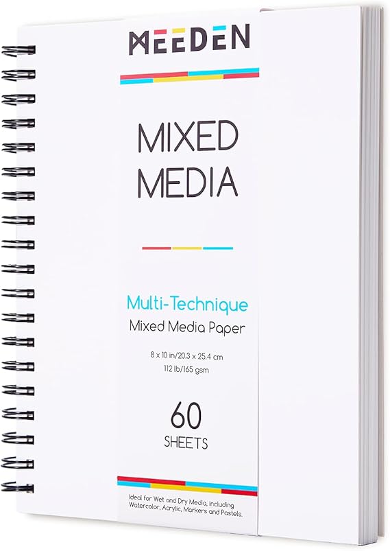 MEEDEN Mixed Media Paper Pad: 8"x10", 112lb/165gsm, 60 Sheets, Spiral Bound