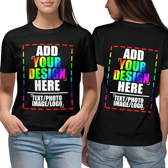 Custom T Shirts for Women Design Your Own Shirt Add Photo Text Logo Name Personalized Tee Front/Back Printed