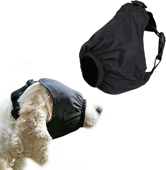 Rislobx Dog Eye Mask Nylon Calming Cap Tool for Dogs with Anxiety, Pet Head Wrap Mask Muzzle for Grooming Anti Car Sickness (S)