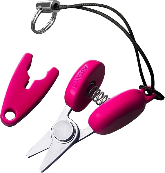 CANARY Mini Travel Scissors 1.3" - TSA Approved Portable Tiny Scissors for Yarn, Sewing, Paper - Micro Keychain Snips with Safety Cap, Japanese Stainless Steel Blade, Made in Japan, Pink