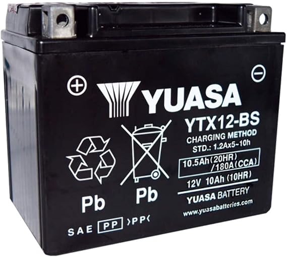 Yuasa YUAM3RH2S YTX12-BS Battery, Multi-Colored