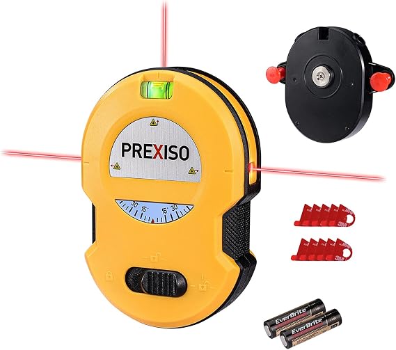 PREXISO Multi Surface Laser Level LED Light Vial, 30Ft Cross Line Laser