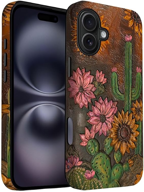 for iPhone 16 Case | Cactus Sunflower | Slim Drop Protection Design
