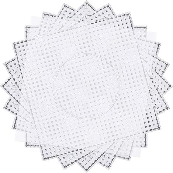 Phinus Fuse Beads Pegboards Kits, 6 PCS 5mm Plastic Beads Boards with 4 PCS Ironing Paper, Large Square Clear Beads Pegboards for Kids Craft Beads, DIY Craft Beads