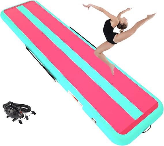 Tumbling Mats Inflatable Gymnastics 3/4/5/6 m Training Mat Carbon Fibre Tumble 10/15/20 cm Thick Gymnastics Mat Gym Mat Floor Mat Inflatable Yoga Mat Taekwondo Mat with Pump