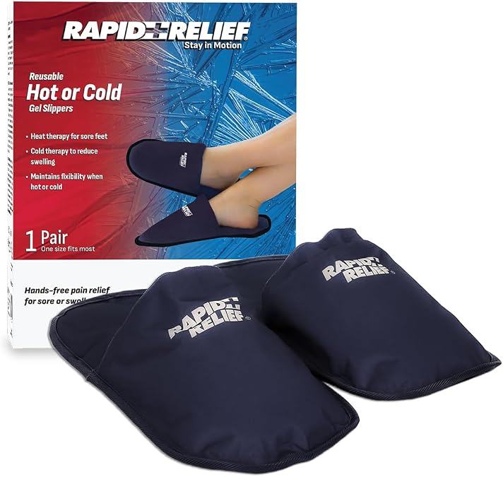 Rapid Relief Hot or Cold Therapy Slippers, Sore Foot Pain Relief Ice Pack | Swollen and Painful Feet, Fast and Effective Foot Ice Pack, Foot Pain Associated with Neuropathy, Chemotherapy, Diabetes