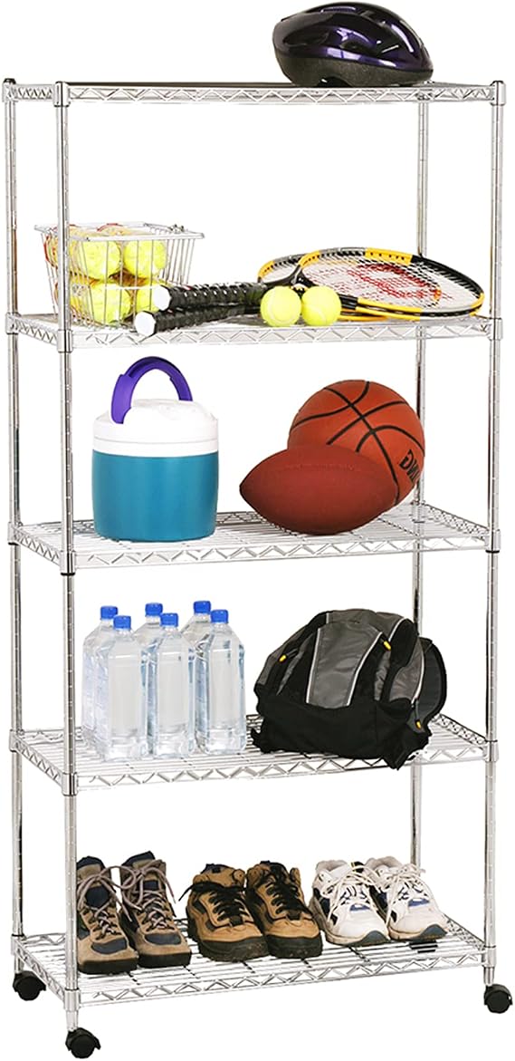 Seville Classics 5-Tier Steel Wire Shelving, 30" W x 14" D, Chrome