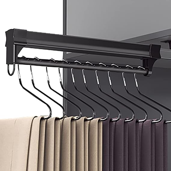 Extendable Pull Out Closet Rod,Sliding Wardrobe Closet Rod Hanging Rod,Heavy Duty Adjustable Wardrobe Clothing Rail for Hanging Clothes,Multifunction Clothing Rack for Clothing Storage