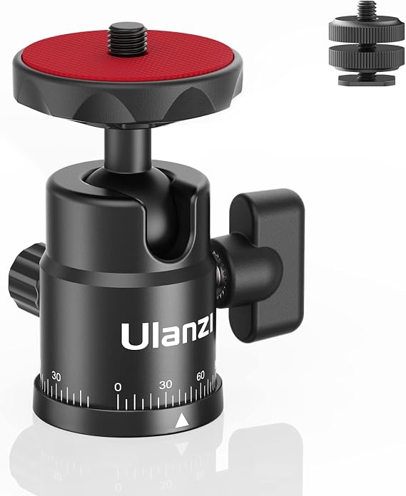 Ulanzi Ball Head Freedom Head Camera Panoramic Tripod 360° Rotating Ball Head with 1/4 Screw Cold Shoe Mount 5kg Load Capacity for DSLR Camcorder Tripod Monopod SLR Camera