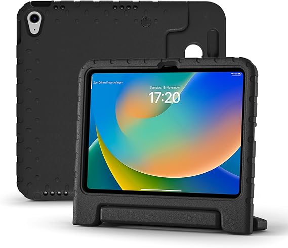 iPad A16 第11世代 2025/iPad 第10世代2022用ケース ペンシルホルダー&ハンドルスタンド付き 超保護 EVA キッズフレンドリーカバー iPad 11インチ A16/第10世代 10.9インチ用 - ブラック
