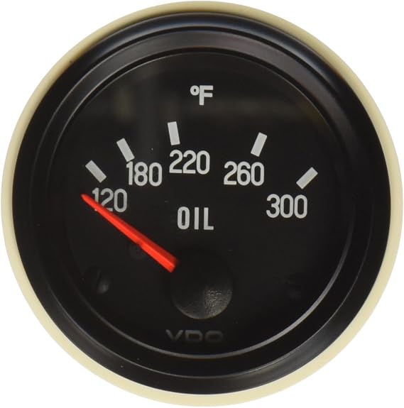 VDO 310012 Cockpit Style Electrical Temperature Gauge 2 1/16" Diameter, 300F, White Dial Face