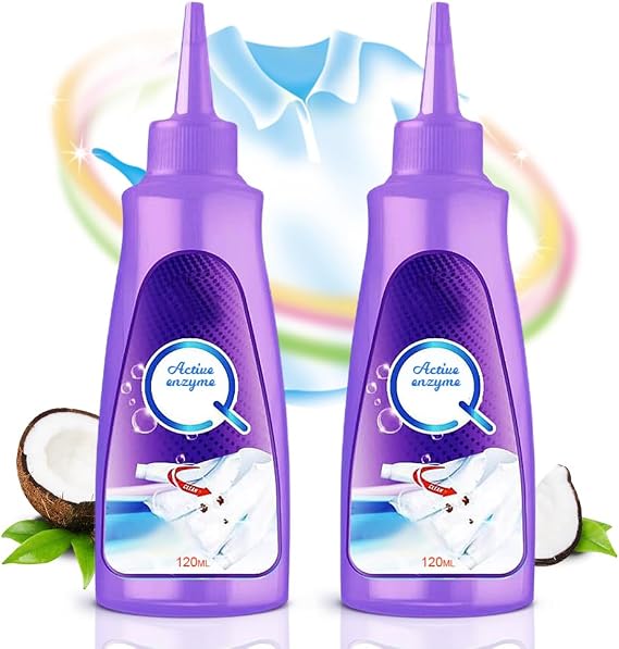 Active Enzyme Laundry Stain Remover, 2025 New upgraded White Shirt Guardian Garment Stubborn Stain Cleaner Oil Remover, Active Enzyme Clothing Stain Remover Collar Stain Removal Spray (2)