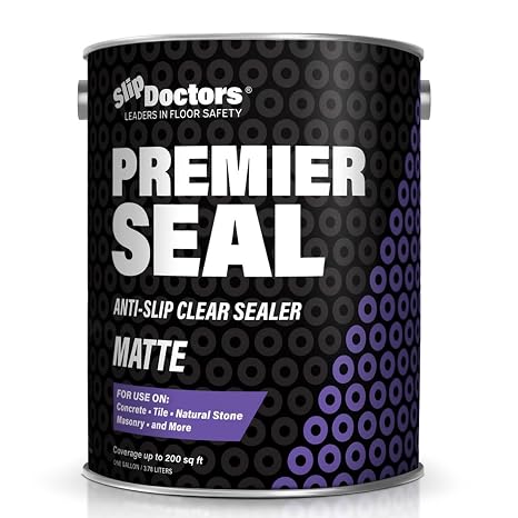 Premier Seal Non-Slip Concrete & Paver Sealer Clear Anti-Slip Sealant for Pool Decks, Driveways & Garages - Matte Finish (1)