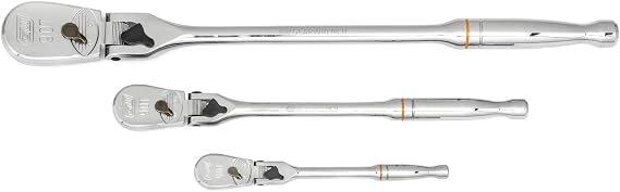 GearWrench 3 Pc. 1/4", 3/8" & 1/2" Drive 90 Tooth Locking Flex Head Teardrop Ratchet Set - 81276T
