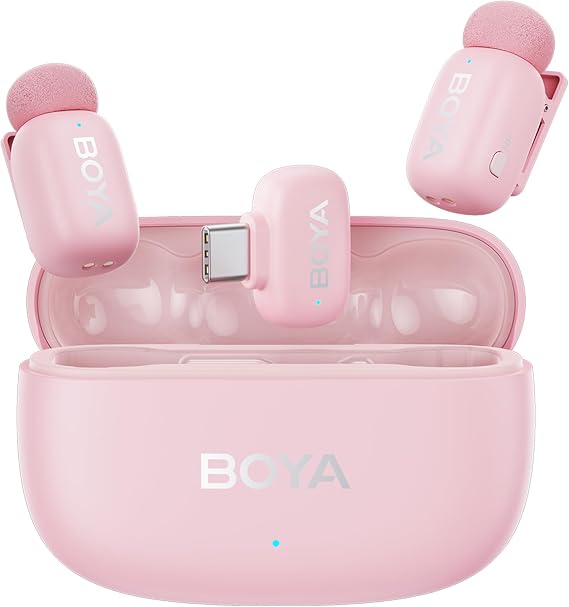 BOYA mini 2 Wireless Lavalier Microphone for iPhone15/16/17 & Android, Pink