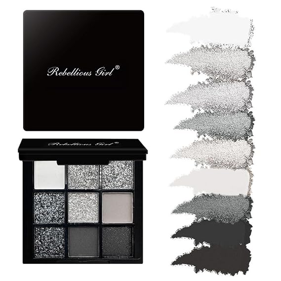 VERONNI 9-Color Black Smoky Eyeshadow Palette, Highly Pigmented Gothic Makeup Palette with Matte & Shimmer, Blendable Eye Shadow for Daily, Stage & Halloween Looks