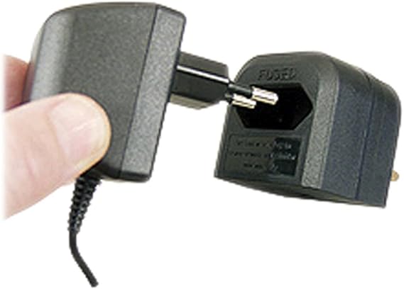 Black 3 A Fused Euro Converter Plug 2 Pole Euro Plug to 3 Pin UK Plug
