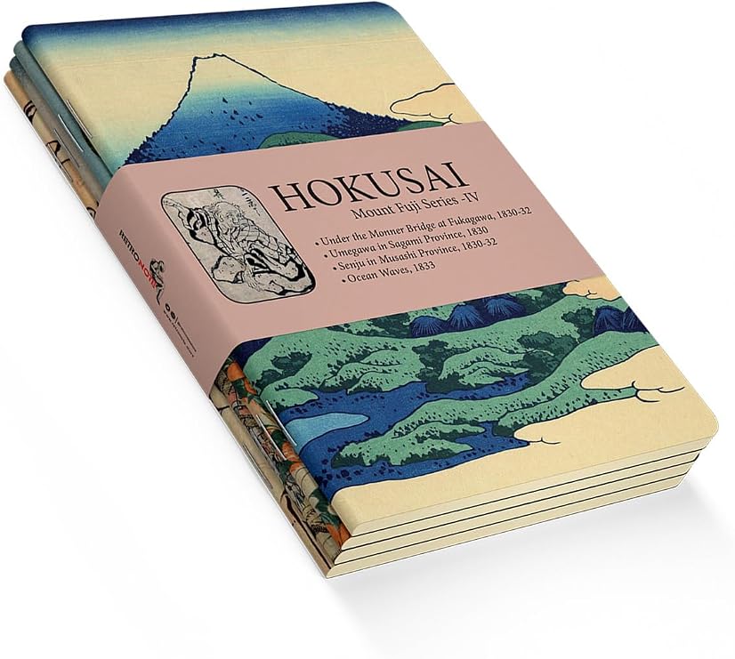 Retronote Hokusai 4'lü Defter Seti 4, Mount Fuji Series Iv, Çizgisiz, 64 Sayfa, 14x21cm