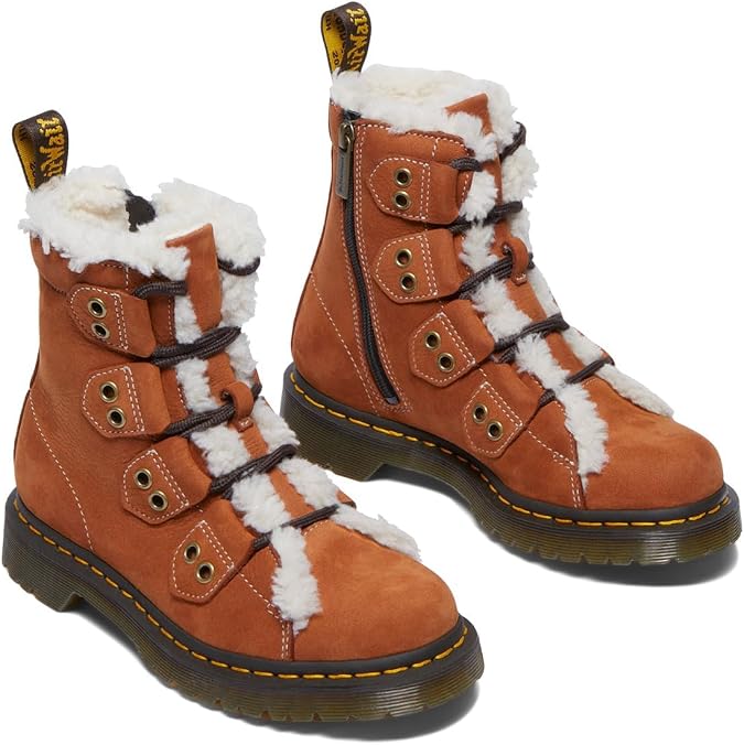 Dr. Martens womens 1460 Lace to Toe Fur Lined Boots