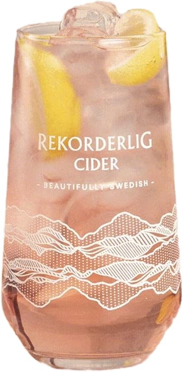 Molson Coors Rekorderlig Cider Tumbler Glass | Pint to Brim 20oz | Official Merchandise | Nucleated Tumbler Glass | Perfect for Your Home Bar or Mancave