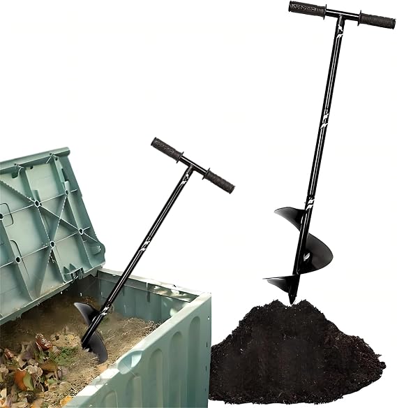 Compost Stirring Tool,Compost Turning Bar 33.4inch,Manual Compost Aerator Tool Turner and Mixing Tool for Outdoor Compost Tumbler Bins,Composting Accessories (Black-33.4IN)