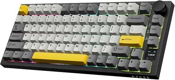A.JAZZ AK820 Pro Gaming Keyboard 3 Modes Gift Axis Mechanical RGB Hot Swap Compatible with Knob and TFT Screen 2.4Ghz/ Bluetooth 5.1/ Wired Poron/ixpe/PET Foam PBT Keycap Gasket Structure 4000mAh for