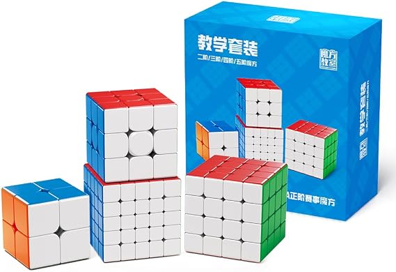 Bukefuno MoYu MFJS WCA 2x2 3x3 4x4 5x5 Speed Cube Gift Box Puzzle Set Stickerless Magic Speed Bundle Collection Puzzle Cubes (MFJS WCA 2-5 Cube)