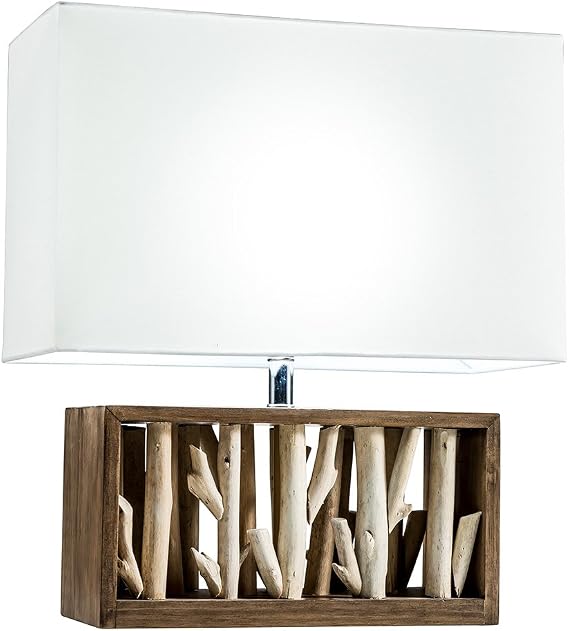 Modern Home Nautical Driftwood Wood Box Table Lamp - Large
