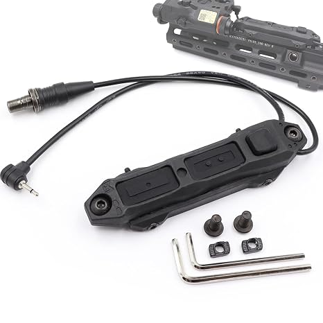 Augmented Dual Remote Pressure Switch Assembly for M Series Scout Light and PEQ Box 2.5 Plug Double Tape Switches (Black-2.5 Plug)