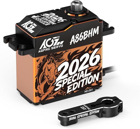 AGFRC 55KG RC-Steering-Servo-Motor High-Torque - Full Metal Gear Programmable Brushless Digital Servo for 1/8 1/10 RC Cars, Trucks (A86BHM 2026 Special Edition)