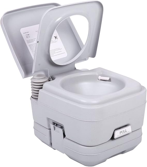 JAXPETY 2.6 Gallon Outdoor Portable Toilet for RV Travel, Camping, Boating & Car, Leak-Proof Cassette Toilet, Grey