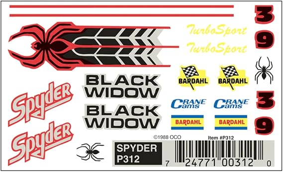 Woodland Scenics Pinecar Dry Transfer Decals Spyder PIN312