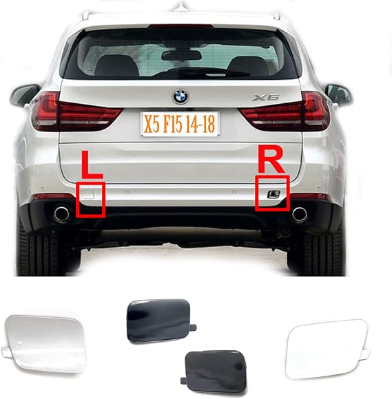 Pair Rear Tow Covers for 14-18 BMW X5 Series F15 25dX 28iX 30dX 35iX 40dX 40eX 50iX xDrive sDrive 2014 2015 2016 2017 2018 SAV Bumper Towing Hook Eye Cap 51127378573 51127378574 (White)