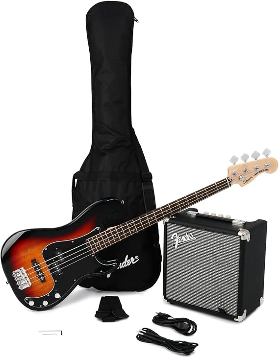 Fender Squier Affinity Precision Bass Pack, with Amp, 3-Color Sunburst