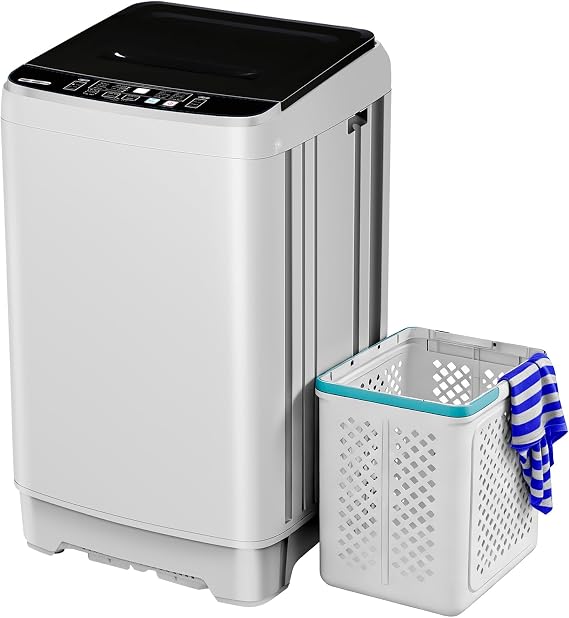 Anypro Washing Machines 17.8LBS Full Automatic Clothes Washer and Spinner Combo with 10 Programs and 8 Water Levels, Laundry Wash Spin Dryer for Apartment RV Dorm Home, White