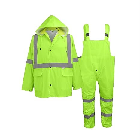 Global Glove Unisex-Adult Standard Reflective Rainwear, Hi-Vis Yellow, Size Small