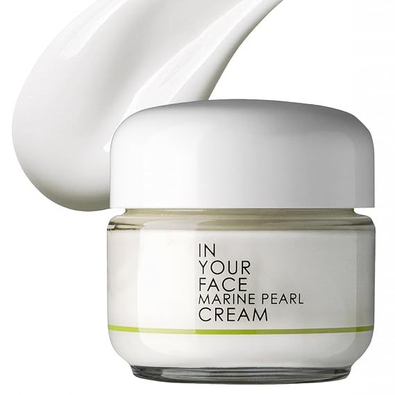 IN YOUR FACE Marine Pearl Cream Moisturizer Face Cream & Poreless Face Primer Hydrates, Blurs Fine Lines and Wrinkles, Minimizes Pores & Redness Illuminating, Mineral-Infused Day Cream 2 oz