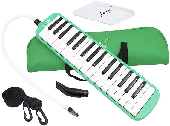 32 Key Melodica Piano Keyboard Instrument with Carrying Bag(green) | 32-key melodica with piano keyboard layout, dual mouthpieces and portable bag for practice, performance and music creation