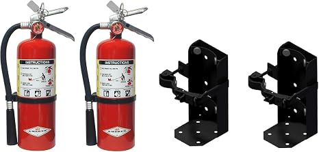 Fire and Safety Plus 5lb ABC Dry Chemical Fire Extingusher WHeavy Duty Vehicle Bracket (2) each