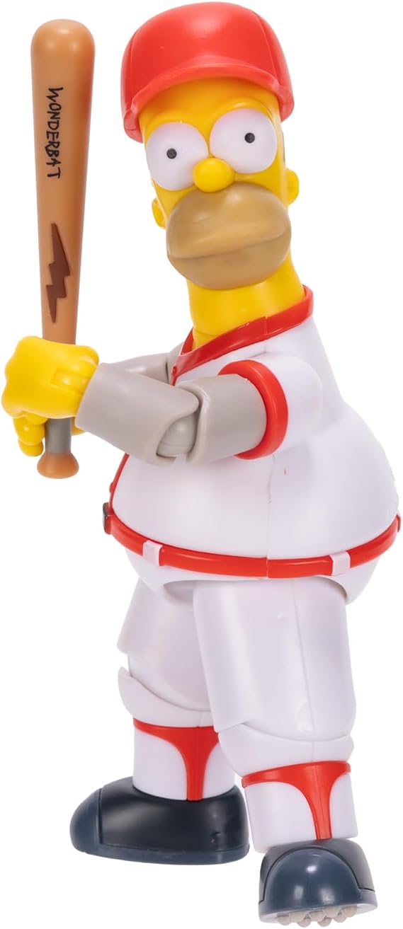 The Simpsons 5" Action Figure Baseball Homer with Bat and Removable Helmet Accessories Collectible Figure from Jakks Pacific's Wave #3 Officially Licensed