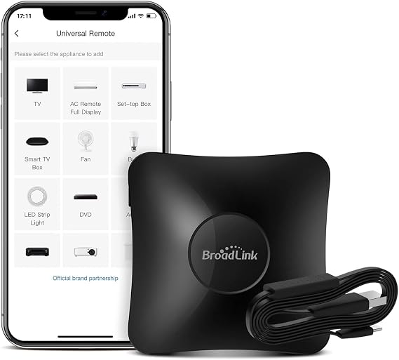 BroadLink RM4 Pro IR/RF Universal Remote with HTS2 Cable, All-in-One Hub, Code-Learning Wi-Fi Remote Control for TV, Air Conditioner, Curtain Motor, Works with Alexa, Google Home. (2.4GHz Wi-Fi Only)
