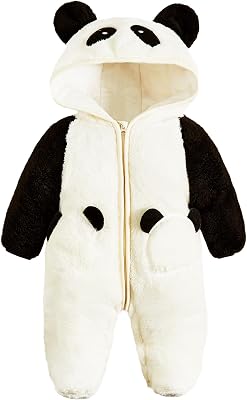 JiAmy Baby Fleece Snowsuit Animal Hooded Winter Romper Warm Footed Onesie Padded Infant Stroller Jumpsuit